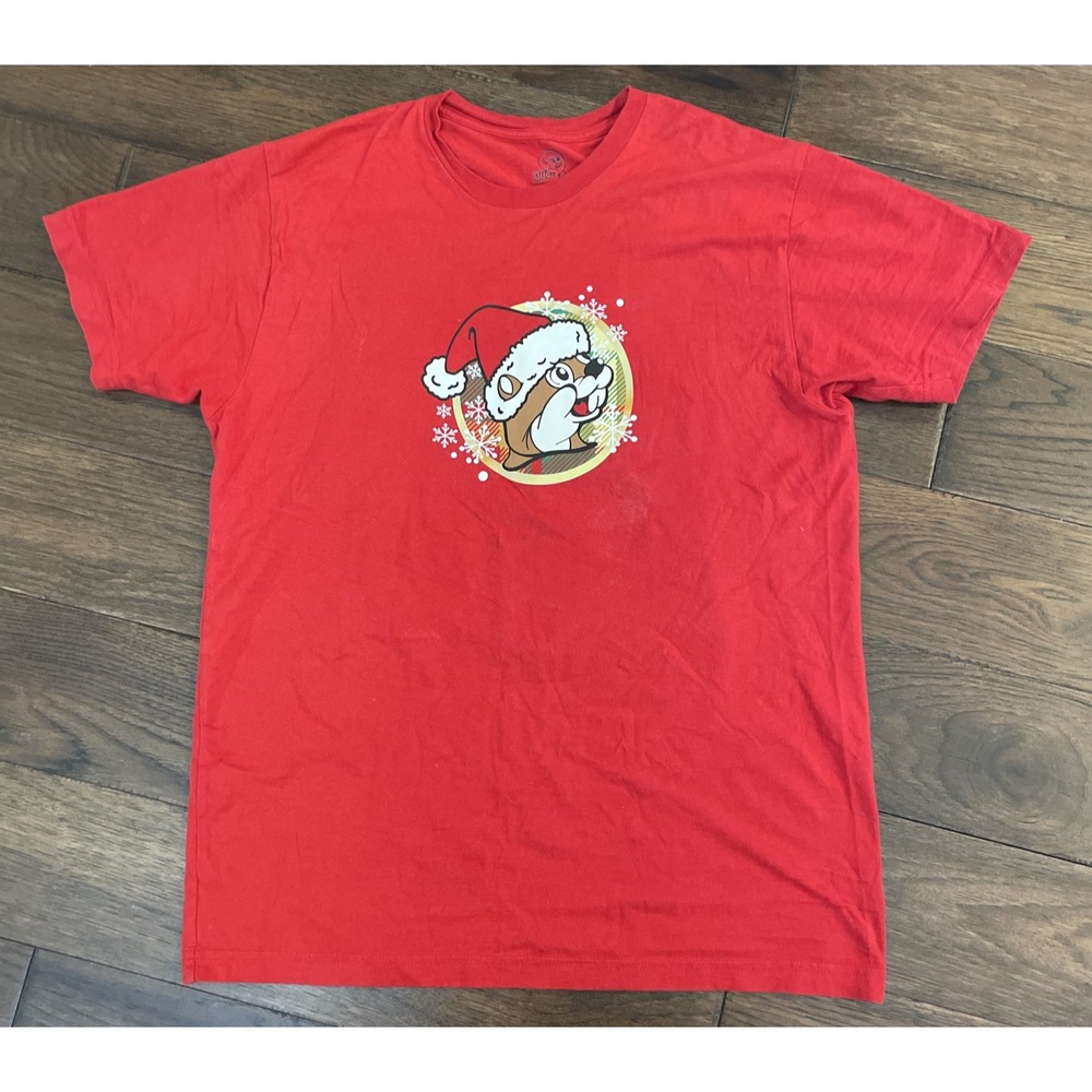 Buc-ees Christmas 2023 Size M T-shirt Beaver Snow Globe Christmas‎ Hat